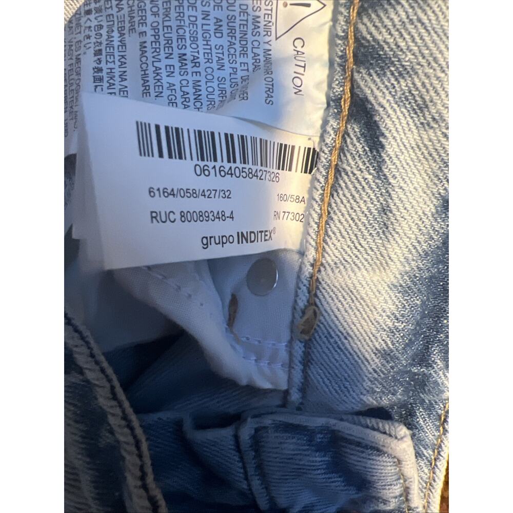 Zara Light Wash Straight Leg Cotton High Rise Jeans Y2K Streetwear Mom Sz 0 - Picture 4 of 13